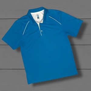 PGA TOUR Men’s Golf Polo Shirt Blue White Trim Size Large